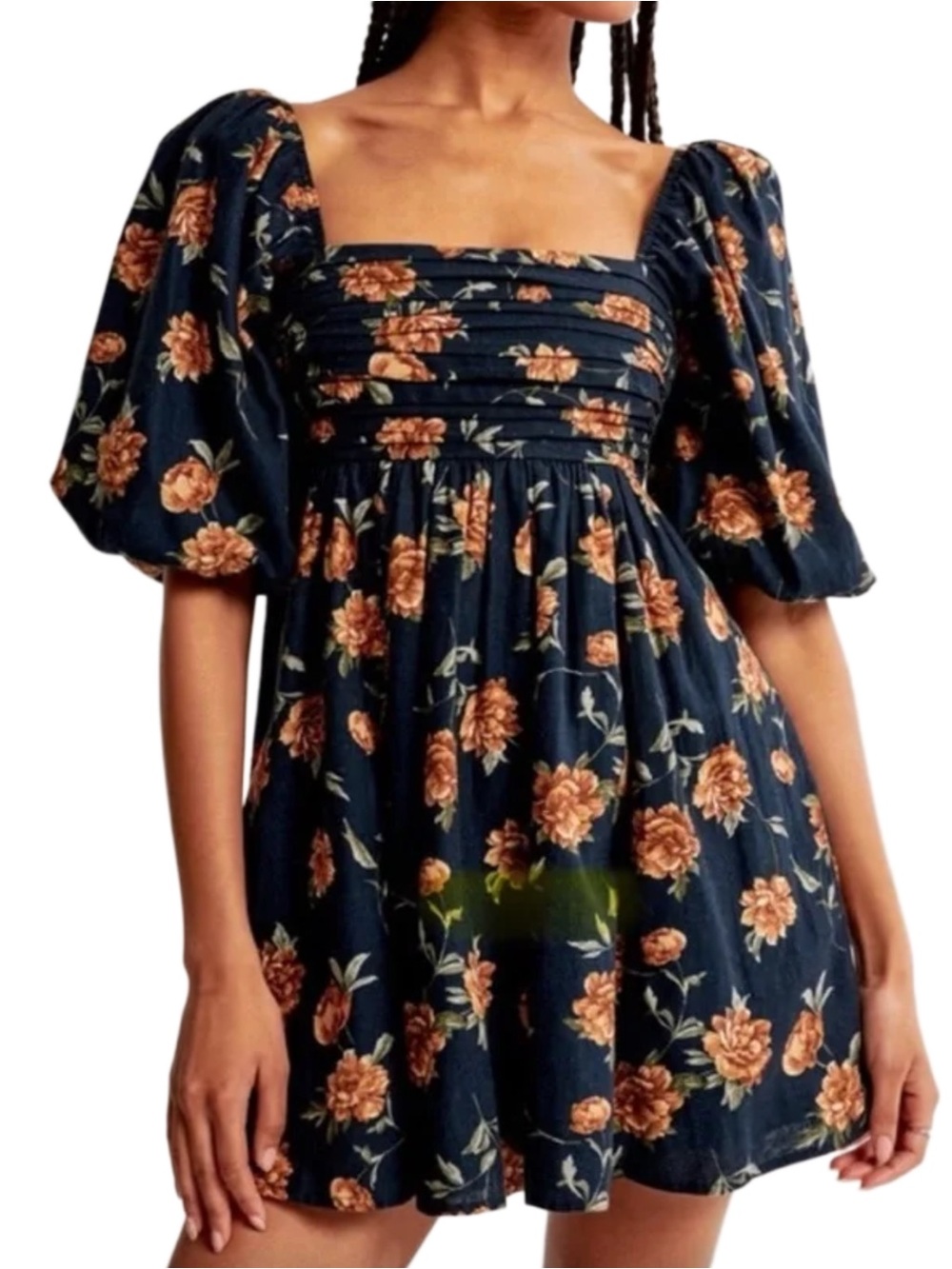 Abercrombie & Fitch Emerson Linen-Blend Puff Sleeve Mini Dress NWT